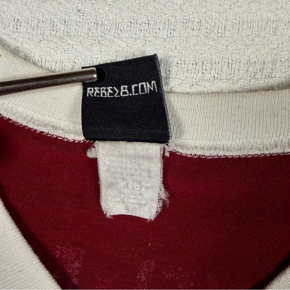 Vintage Rebel 8 V Neck Ringer‎ T. Shirt M Mike Giant RARE Skater Goth Punk 2000s - Picture 4 of 9
